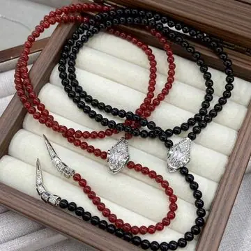 Agate Snake-Head Pendant Necklace — view 6
