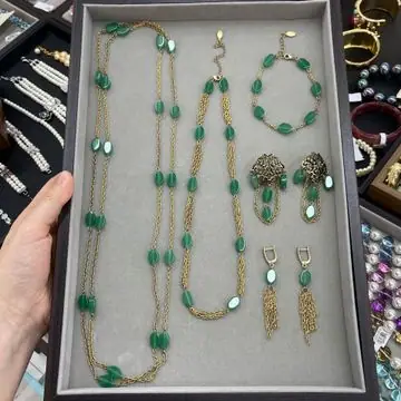 Antique Green Agate Five-Piece Set — main view