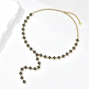 Burgundy Beaded Y Necklace — main view