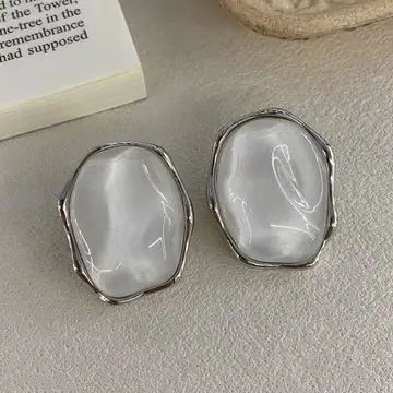 Clear Resin Oval Stud Earrings — main view