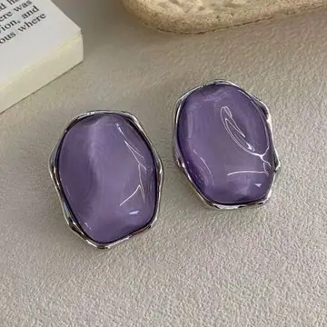 Clear Resin Oval Stud Earrings — view 2