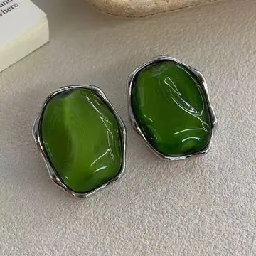 Clear Resin Oval Stud Earrings — view 3