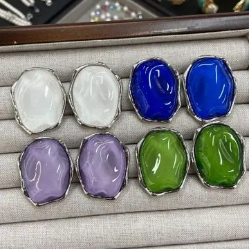 Clear Resin Oval Stud Earrings — view 4