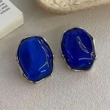 Clear Resin Oval Stud Earrings — view 5