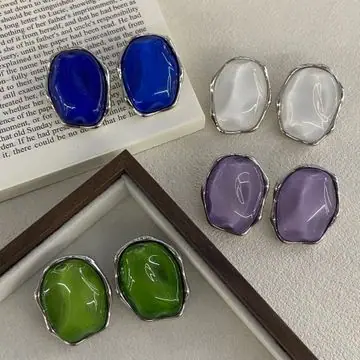 Clear Resin Oval Stud Earrings — view 8