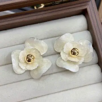 Cream Camellia Statement Earrings — main view