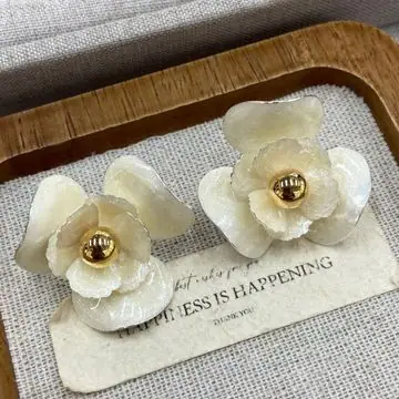 Cream Camellia Statement Earrings — view 5