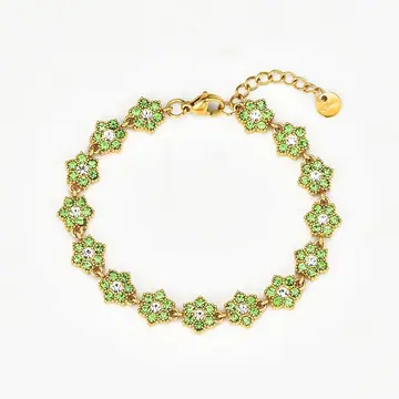 Emerald Six Flower Paved Bracelet (Variant 06) — main view