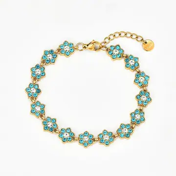 Emerald Six Flower Paved Bracelet — main view