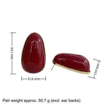Enamel Teardrop Earrings — dimension diagram: 54.1 × 31.6 mm (17.9 mm deep), pair weight approx. 50.7 g (excl. ear backs)