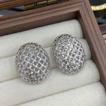 Gold and Silver Mesh Cushion Stud Earrings — view 5