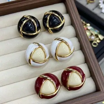 Gold-Tone Enamel Dome Hoop Earrings — main view