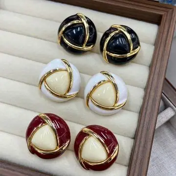 Gold-Tone Enamel Dome Hoop Earrings — view 2