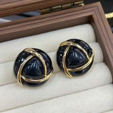 Gold-Tone Enamel Dome Hoop Earrings — view 4