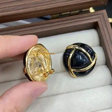 Gold-Tone Enamel Dome Hoop Earrings — view 5
