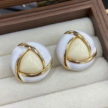 Gold-Tone Enamel Dome Hoop Earrings — view 6