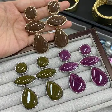 Gold-Tone Flat Teardrop Drop Earrings — main view