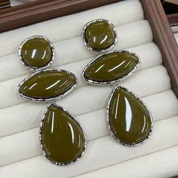 Gold-Tone Flat Teardrop Drop Earrings — view 2