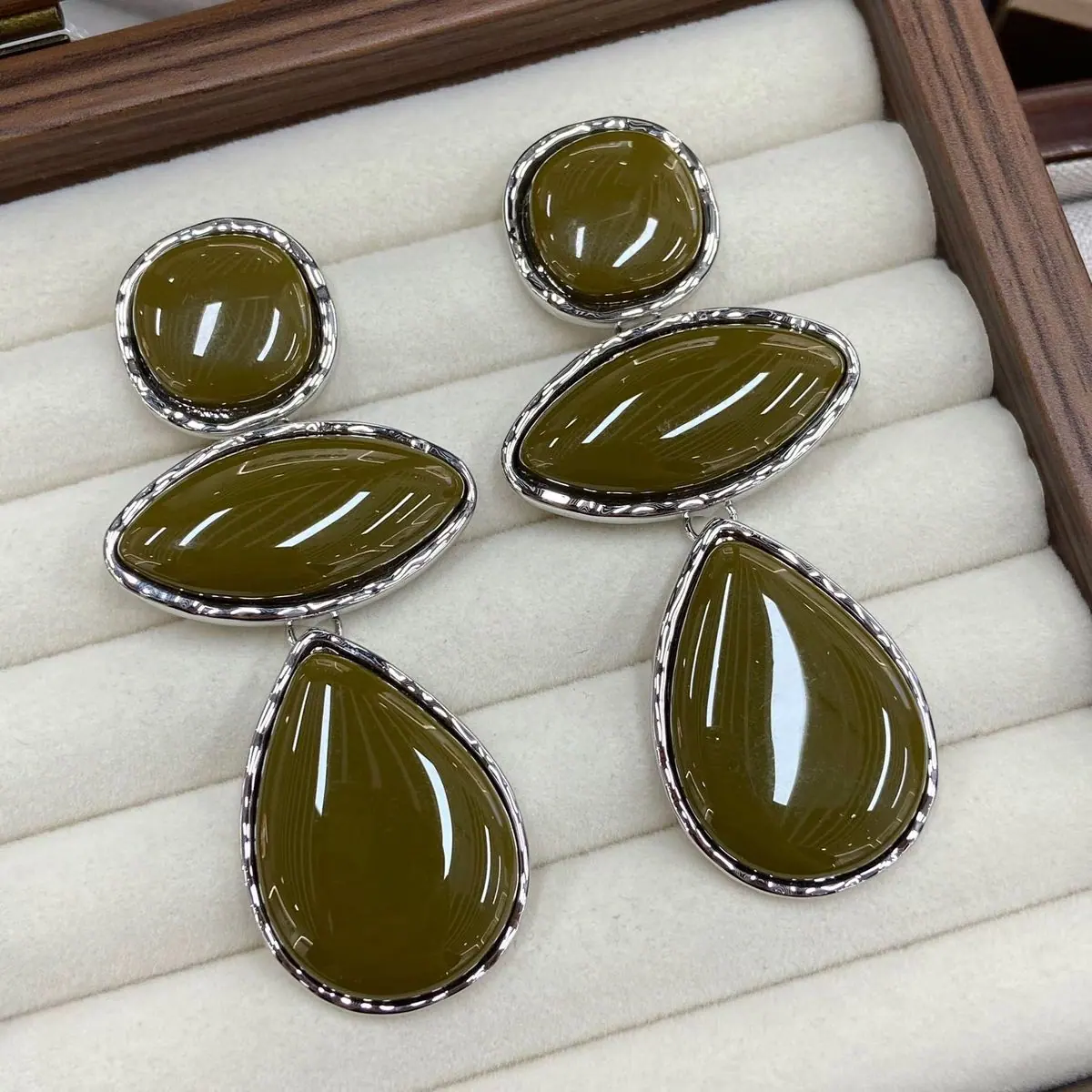 Gold-Tone Flat Teardrop Drop Earrings (shot-2)