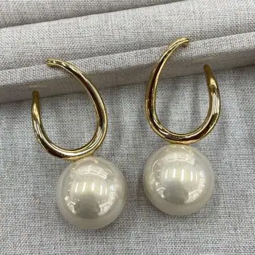 Gold-Tone Hoop and Pearl-Effect Earrings — view 4