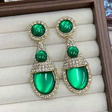 Gold-Tone Multi-Cabochon Drop Earrings — view 4