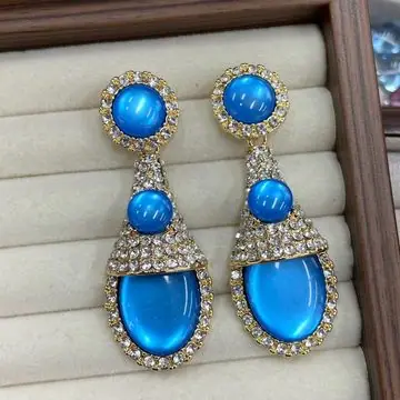 Gold-Tone Multi-Cabochon Drop Earrings — view 5