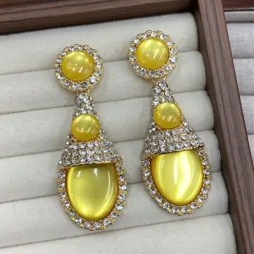 Gold-Tone Multi-Cabochon Drop Earrings — view 7