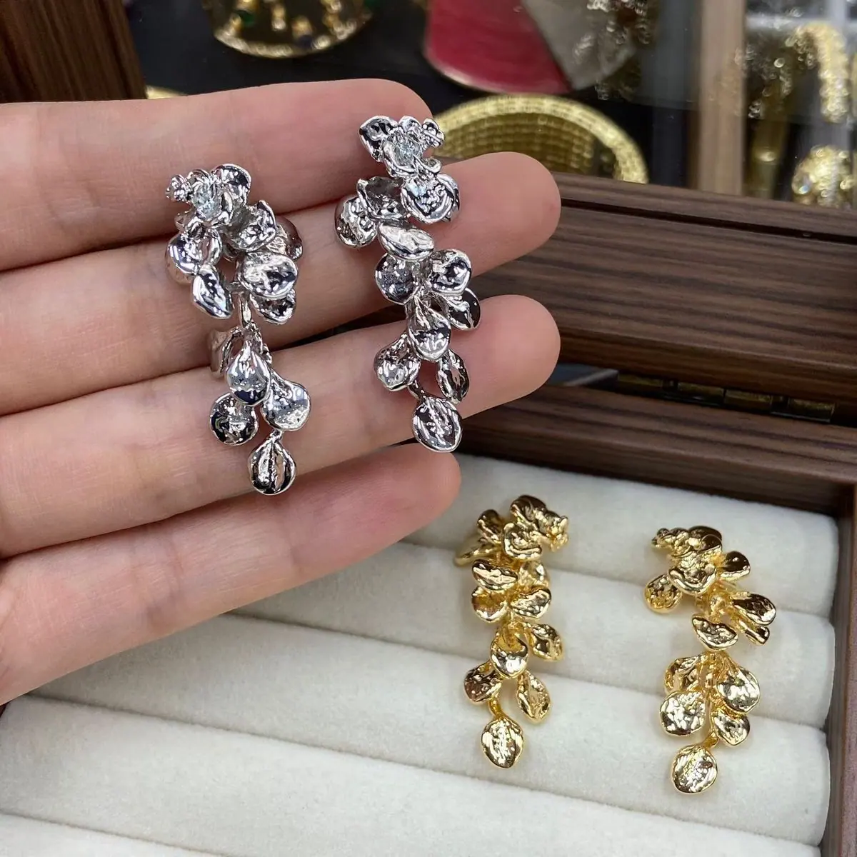 Gold-Tone Ornate Drop Earrings (shot-3)