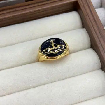 Gold-Tone Oval Stone Signet Ring — main view