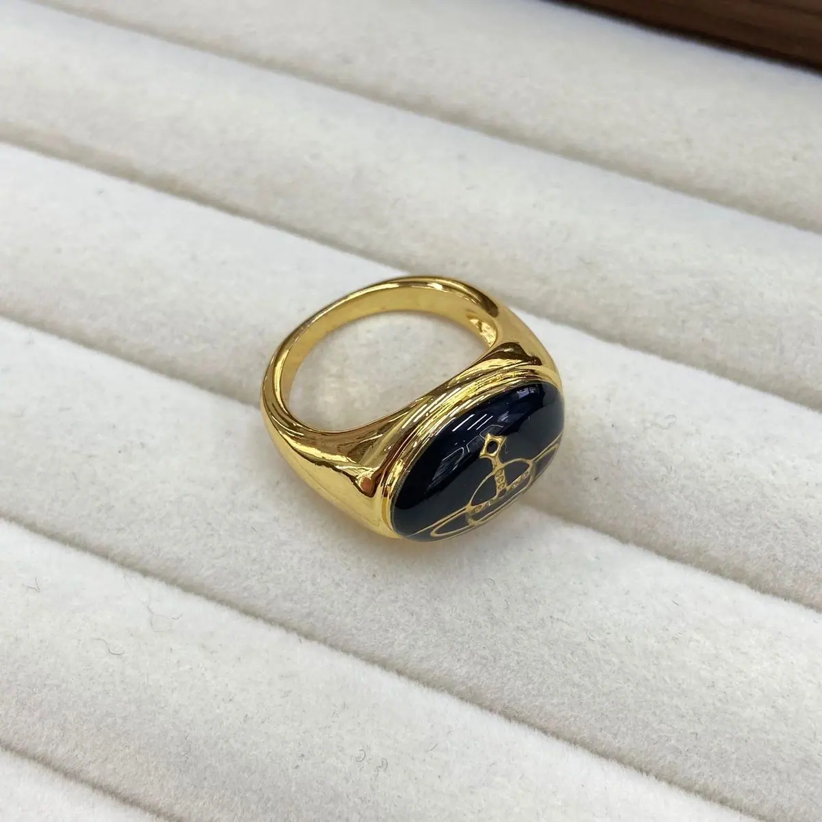 Gold-Tone Oval Stone Signet Ring (shot-2)