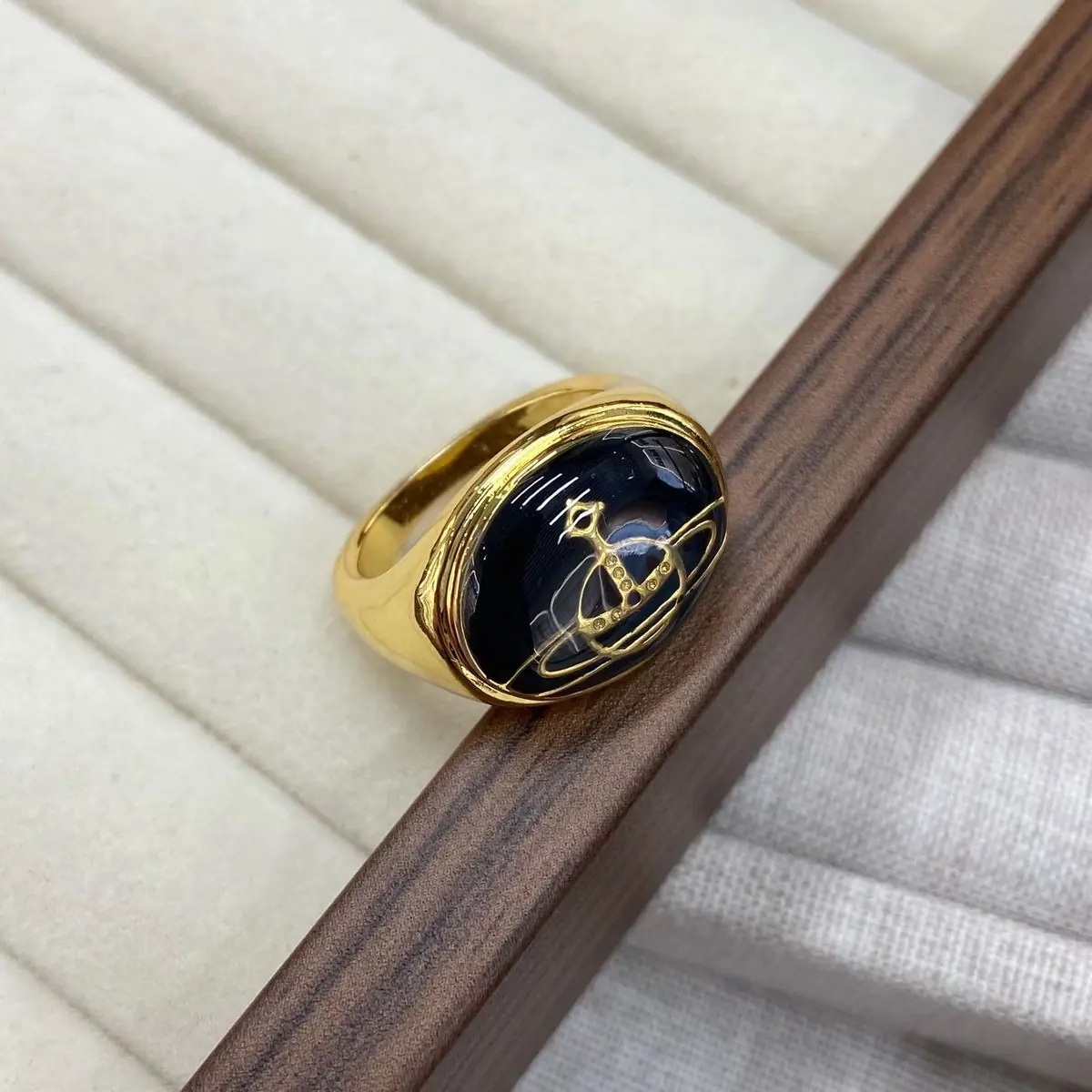 Gold-Tone Oval Stone Signet Ring (shot-3)