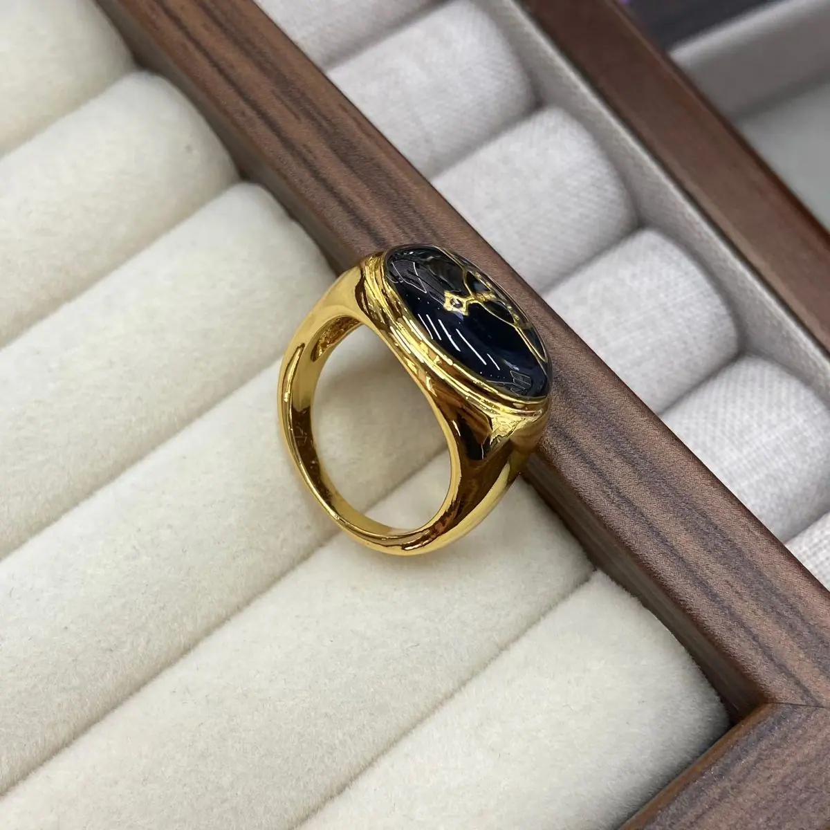 Gold-Tone Oval Stone Signet Ring (shot-4)