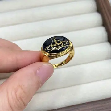 Gold-Tone Oval Stone Signet Ring — view 5