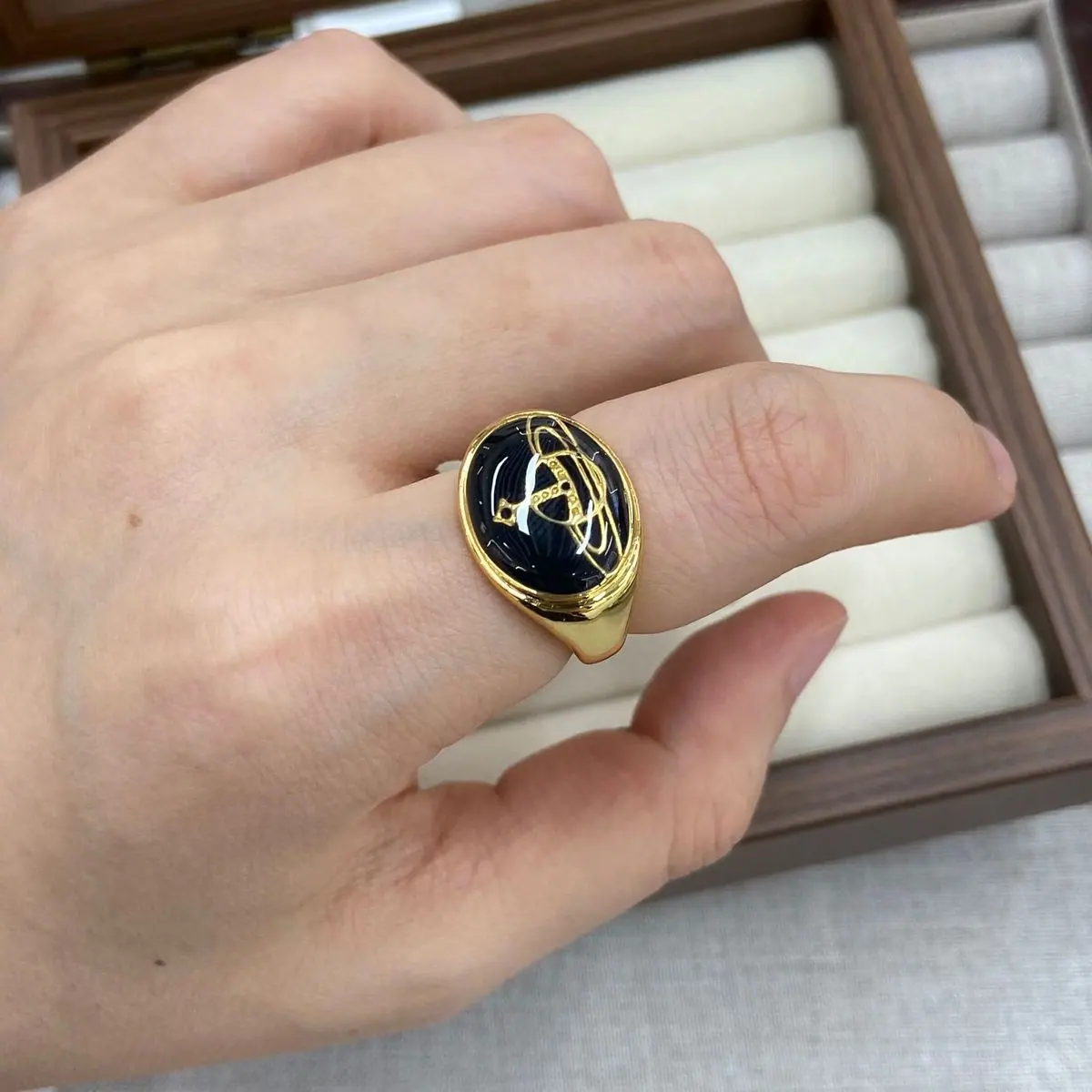 Gold-Tone Oval Stone Signet Ring (shot-6)