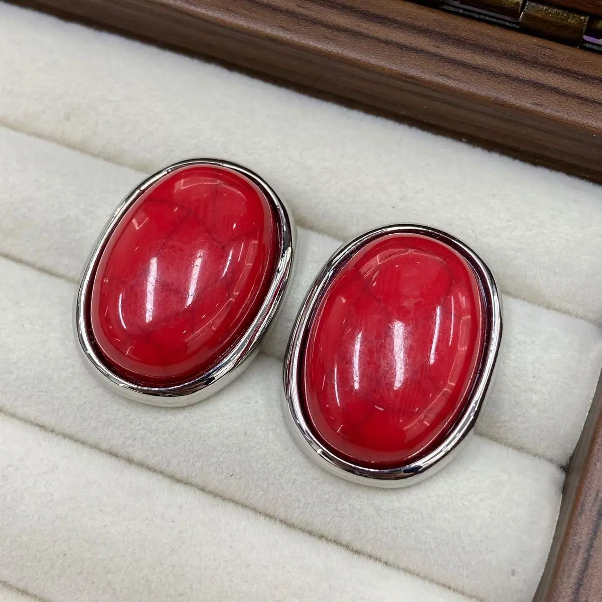 Gold-Tone Oval Turquoise Earrings (shot-4)