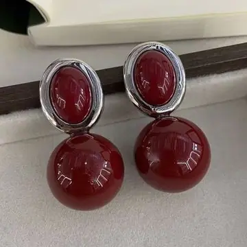 Gold-Tone Pearl and Stone Earrings — view 5