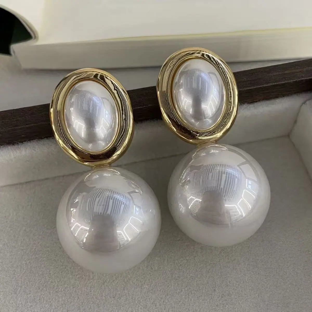 Gold-Tone Pearl and Stone Earrings (shot-6)
