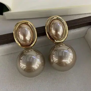 Gold-Tone Pearl and Stone Earrings — view 9