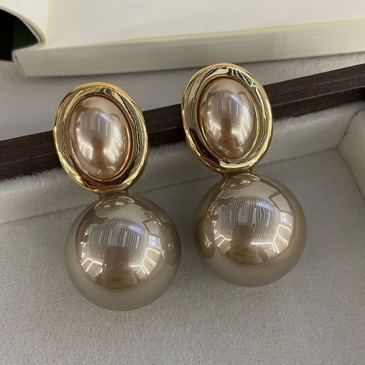 Gold-Tone Pearl and Stone Earrings (shot-8)