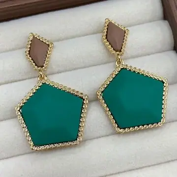 Gold-Tone Pentagon Resin Drop Earrings — main view