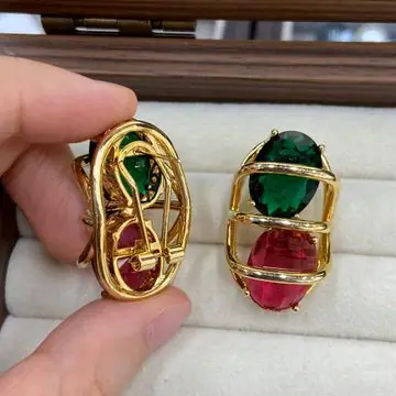 Gold-Tone Square Stone Earrings — view 4
