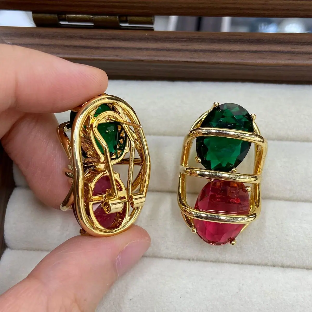Gold-Tone Square Stone Earrings (shot-4)