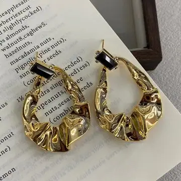 Gold-Tone Wide Square Hoop Earrings — view 3