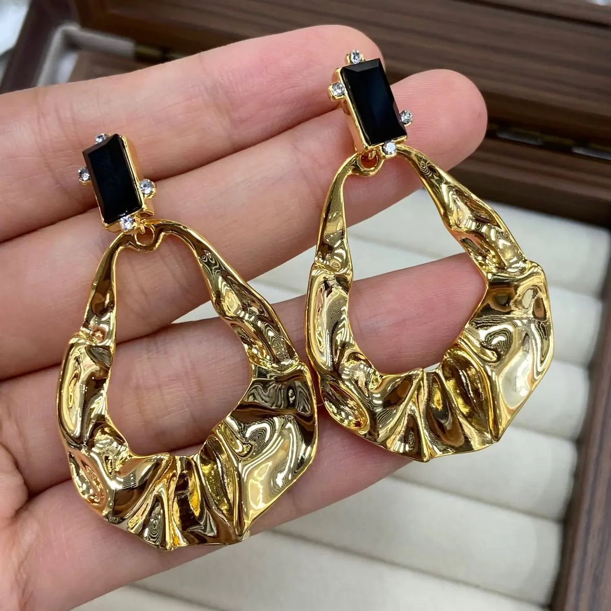 Gold-Tone Wide Square Hoop Earrings (shot-7)