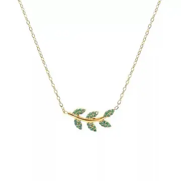 Gold-Tone Zircon Leaf Pendant Necklace — main view