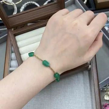 Green Agate Oval Bead Bracelet — view 2