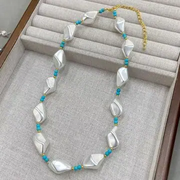 Irregular Shell-Texture Bead Necklace — main view