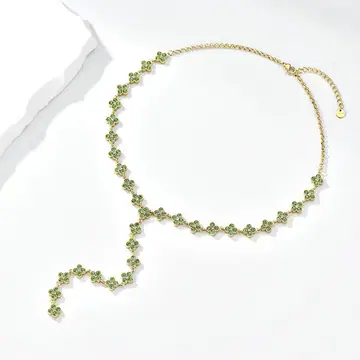 Olive Beaded Y Necklace — main view
