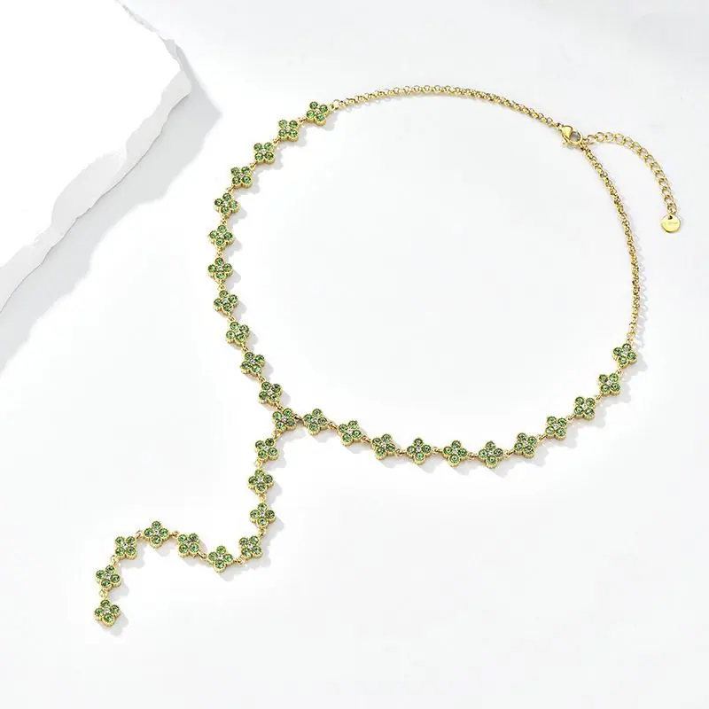 Olive Beaded Y Necklace