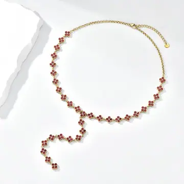 Orange Beaded Y Necklace — main view